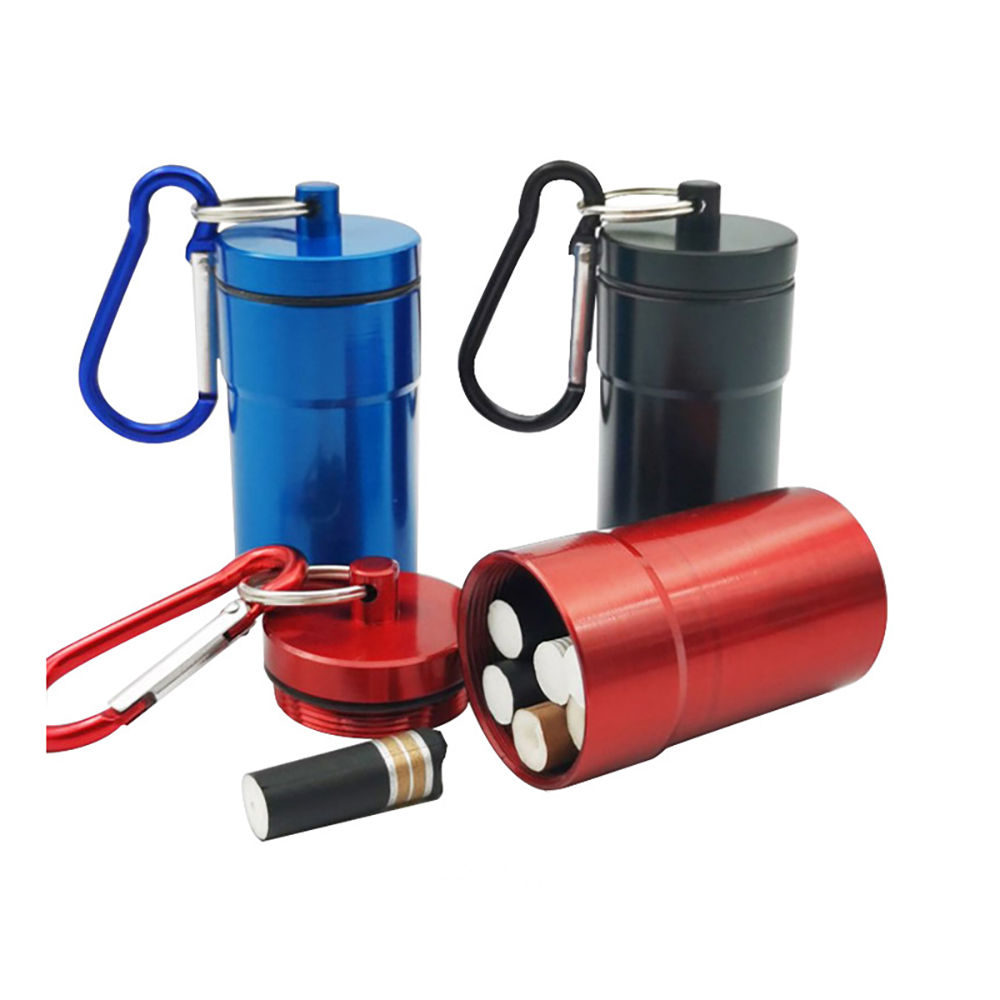 1Pcs Windproof Aluminum Pocket Ashtray With Lid Portable Keychain Cigarette Ash Storage Tube Holder Outdoor Accessory
_voghion.com