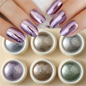 1set 6 Colors Metallic Chrome Nail Powder Magic Mirror Gold Silver Purple Decor Rubbing Glitter Pigment Manicure Accessories