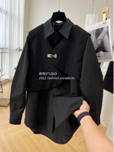 เสื้อเชิ้ตแขนยาวหลวมๆ 2 ชิ้น 300 ปอนด์ ฤดูใบไม้ผลิและฤดูใบไม้ร่วง สำหรับผู้ชายและผู้หญิง เสื้อเชิ้ตแขนยาวแบบลำลอง