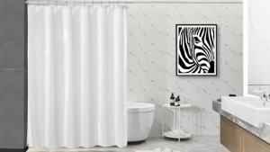 Shower Curtain Thicker Pure Color Bath PEVA Curtain Mildew Proof Washable Bathroom Bathtub Screens with Hooks