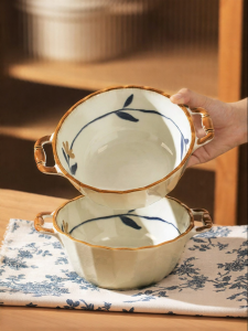 MODERN SWEETHOME | Home Use Glazed Under Color Painting Elegance Design Soup Bowl