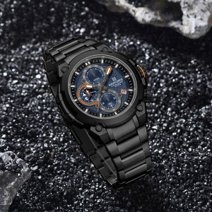 NAVIFORCE Original Quartz Chronograph Watch for Men Luminous Hand Stopwatch Chronograph Calendar Stainless Steel Strap Folding Buckle Daily Waterproof 30m Outdoor Sports Leisure Multifunctional Mens Watch NF8071