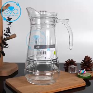 Bình Thuỷ Tinh Đựng Nước 1.7L Quai Cầm Miệng Rót Hoa Văn Windownpane YZH36 Glass Jar 1700ML