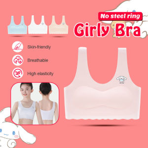 Teenager Latex Padded Bra Seamless Without Trace Girls Developmental Soft Cushion Underwear Student Vest Training Ice Silk Correction Vest女童内衣