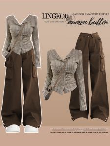 NUMEN BUTTON | Plus Size Elegant Casual Vintage Knit Set