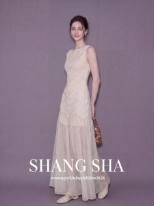 SHANGSHA | Autumn Luxurious Holiday Style Lace Spliced Dress