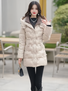 Elegant Fashionable Hooded Cotton Jacket Womens Autumn Winter New Chinese Style Anti-Aging Cotton Coat Medium Length Warm Cotton Dress