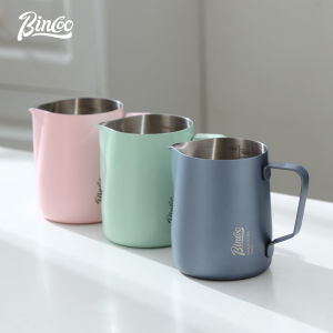 BINCOO ถ้วยเครื่องตีฟองนมสแตนเลสสำหรับทำกาแฟถ้วยพลาสติกฉลุแต่งหน้ากาแฟและช็อกโกแลตร้อน