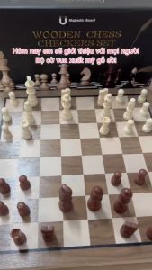 Cờ Vua Gỗ Sồi Gắn Đế Nam Châm Cờ Vua Xuất Mỹ 2 trong 1 Cờ đam checkers 24 quân Giúp Bé Phát Triển Tư Duy Sáng Tạo