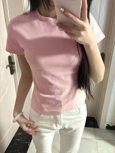 Áo Thun Cotton Tay Ngắn Mùa Hè Cho Nữ Dáng Ôm Vừa Vặn Cổ Tròn in Họa Tiết Thường Ngày Chất Liệu Cotton 100%