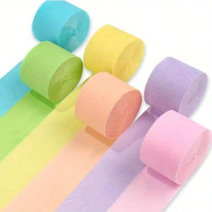 6Pcs Vibrant Pastel Paper Ribbon Rolls Soft Colors Elegant Crepe Paper Streamers for Birthday Wedding Party Decor Crafting Celeb