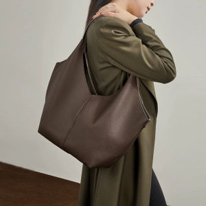 BeeGreen Women Genuine Leather Shoulder Bag Large Capacity Underarm Bag Minimalist Commuter Bag Soft Elegant Tote Bag