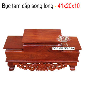 Tam cấp kê bát hươngtượng phật song long gỗ hương sâu 10cm