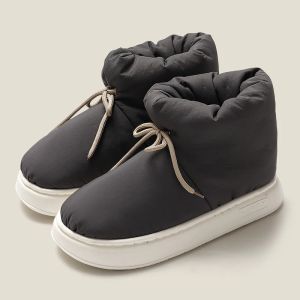 TRACYY Womens Warm Cotton Shoes New Outdoor Non-slip Fur Ankle Snow Boots Fashion High-top Down Shoes Winter Plush Home Slipper