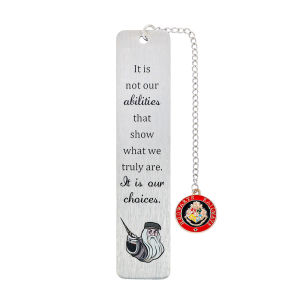Metal magic bookmarks with spells movie character pendants perfect for reading enthusiasts and book lovers.