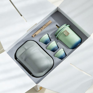 Portable Ceramic Gongfu Tea Set Travel Kit with One Pot And Three Cups Chinese Style Handmade Tea Utensils Gift for Guest