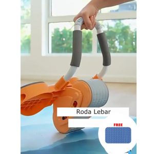 ORANGE Ab Roller Wheels Plank Trainer Abdominal Core Roller Alat Pembentuk Otot Automatic Rebound Gym