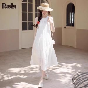 puella | Beach Vacation Style Fairy Dress French Retro Aesthetic Mid-Length Dress