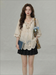 AIYITI | Bohemian Lace Embroidered Shirt Summer New Large Size Thin Loose