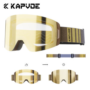 KAPVOE New Outdoor Photochromic Winter Sports Skiing Snowboard Men Women UV400 Snow Ski Goggles Magnetic Anti-fog Ski Glasses