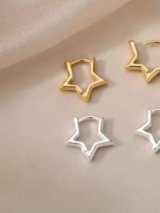 Stainless Steel Star Hoop Earrings For Women 2024 Trend New In Luxury Gold Color Earrings Ear Jewelry Gift Pendientes Mujer