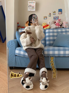 Dép Bông Mùa Đông Trong Nhà Dễ Thương Có Gót Cao Cho Cặp Đôi Chống Trượt Ấm Áp Cho Trẻ Em Và Người Lớn Dép Bông Nhung