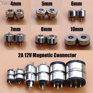 4mm 5mm 6/7/8mm 10mm 12V 2A High Current Magnet Suction Spring Pogo Pin Male Female Probe DC Power Charging Magnetic Connector