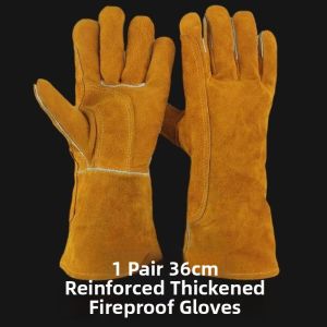 ciiemen | Heat-Resistant Soft Leather Welding Gloves Long Model