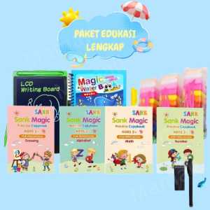Paket Lengkap 18 ITEM Buku Belajar Anak Menulis Menghitung B126 Papan Lcd Tablet Clay Magic sank Paket Mainan Edukasi Anak Belajar