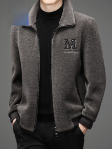 ROMON | Lormen Mens Fleece Jacket Lamb Velvet Thickened Woolen Casual Collar Winter Outerwear Standard Fit Fashion Urban Style Coat