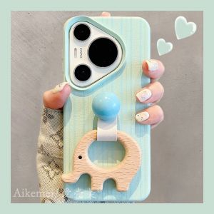 Full Cover Anti-Fall Womens Style Huawei Pura70 Pro+ Phone Case with Elephant Wooden Horse Ring Buckle Litchi Pattern Mate70 Pro+