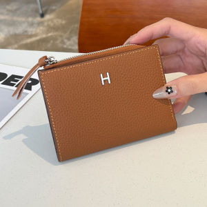 Seefulun | Genuine Leather Short Fold Wallet Soft Cowhide Ultra-thin Drivers License Card Holder Large Cash Clip