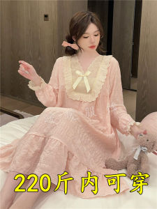 plus Size Pure Cotton Sleepwear Home Clothes Loose Womens Style Large 200 Pounds Spring Autumn Seasonal Comfortable Nightgown