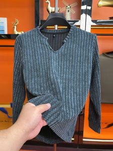 Áo Thun Nam Tay Dài Cổ Chữ V Kẻ Sọc Rộng Rãi Thường Ngày Mùa Thu Phong Cách Mỹ Cổ Điển Mặc Trong