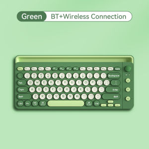 BOW K650D Tri-Mode Wireless keyboard 2.4G/dual Bluetooth/wired Protruding Circular Keycap Comfortable Keyboards Suitable for Tablet Phone Laptop Desktop