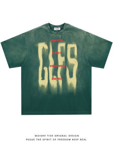 เสื้อยืดคอกลมแขนสั้นพิมพ์ลายตัวอักษร MOISHE TIDE ทรงหลวม สำหรับผู้ชายและผู้หญิง ฤดูร้อน 2024 แบรนด์อื่นๆ