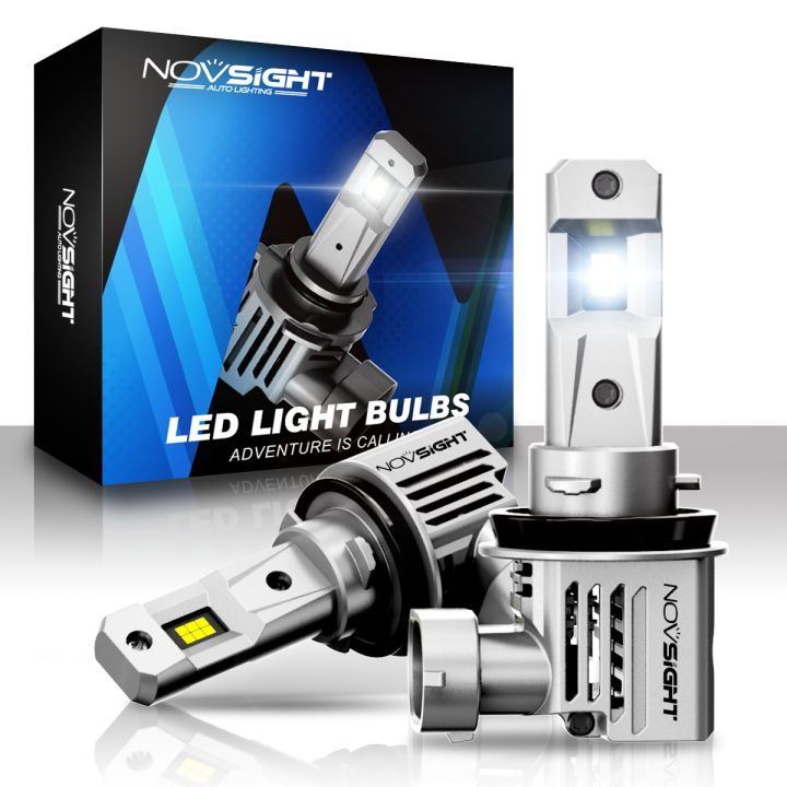 Novsight N66 H11 H8 H9 หลอดไฟหน้าแบบ LED 80W 15000LM 6500K ไฟ LED ซุปเปอร์ไบร์ท สำหรับไฟตัดหมอกสูง/ต่ำ ปลั๊กแอนด์เพลย์รับประกัน 2 ปีจัดส่งฟรี