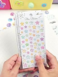 4pcs Crystal Epoxy Star Gold Foil Stickers DIY Decorative Sticker for Journal Scrapbook Diary Mobile Album Collage Craft Gifts