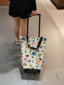 Foldable Waterproof Shopping Trolley Bag 20kg Lightweight Wheeled Grocery Cart for Market & Supermarket Trolley With Wheel