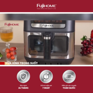 Nồi chiên không dầu 7 Lít Fujihome A7DH 2000W công nghệ gia nhiệt kép cửa kính quan sát cảm ứng 3D 8 chế độ cài sẵn