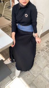 Personal Nice - Rok Wanita Panjang Plisket Denim Leora Skirt