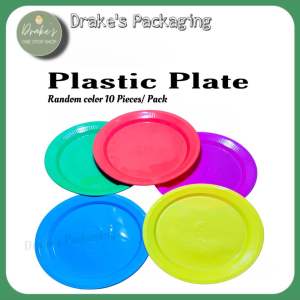 Drakes Packaging Supplies Trading Plastic Plate Round 10” - Pack of 10 Disposable