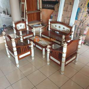 SOFA TAMU CINCIN MINIMALIS KAYU JATI FINISHING MEWAH KURSI MEJA KOPI MURAH DEKORASI RUANG INTERIOR TATANING FURNITURES JEPARA