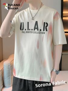 Loose Short Sleeve T-Shirt Mens Summer Thin Breathable Versatile Trendy Student Letter Print Half Sleeve Body Shirt Top