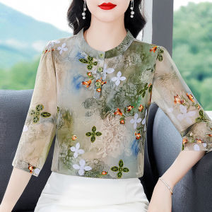 DAIXIANGFEIZI | Stylish Elegant Mom Chiffon Shirt 3/4 Sleeve