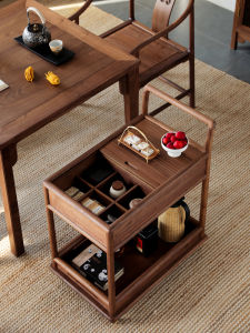 New Chinese Style Solid Wood Side Table Corner Table Small Coffee Table Black Walnut Sofa Side Cabinet Side Cabinet Side Cabinet Mobile Tea Cart Dining Cart Cart