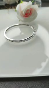 YLMyself Tennis Bangle Bracelet 925 Sterling Silver Baguette CZ Crystal Luxury Wedding Bridal Jewelry For Women
