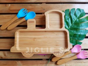 JIGLIE SHOP BAMBOO FEEDING SUCTION SET FREE SPOON AND FORK BPA FREE
