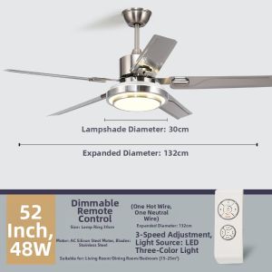 HUANGJIANG | High Wind Speed Stainless Steel Variable Frequency Ceiling Fan Light