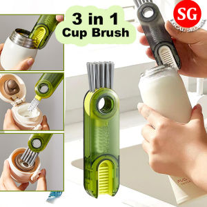 🇸🇬【SG stock】4 in 1 Cap Brush Bottle Mouth Cleaning Brush Cup Lid Crevice Cleaning  No Dead  Multifunctional Rotatable Cup Brush Bottle Gap Cleaner Brush Cup Lid Detail Cleaning Tools Household